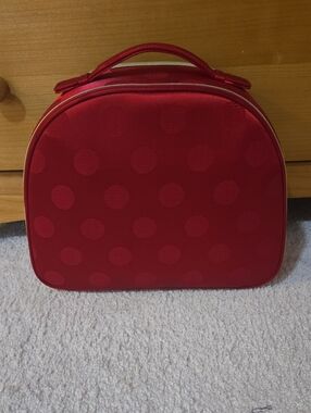 Estee Lauder Red Polka Dot Top-Handle Travel Makeup Case